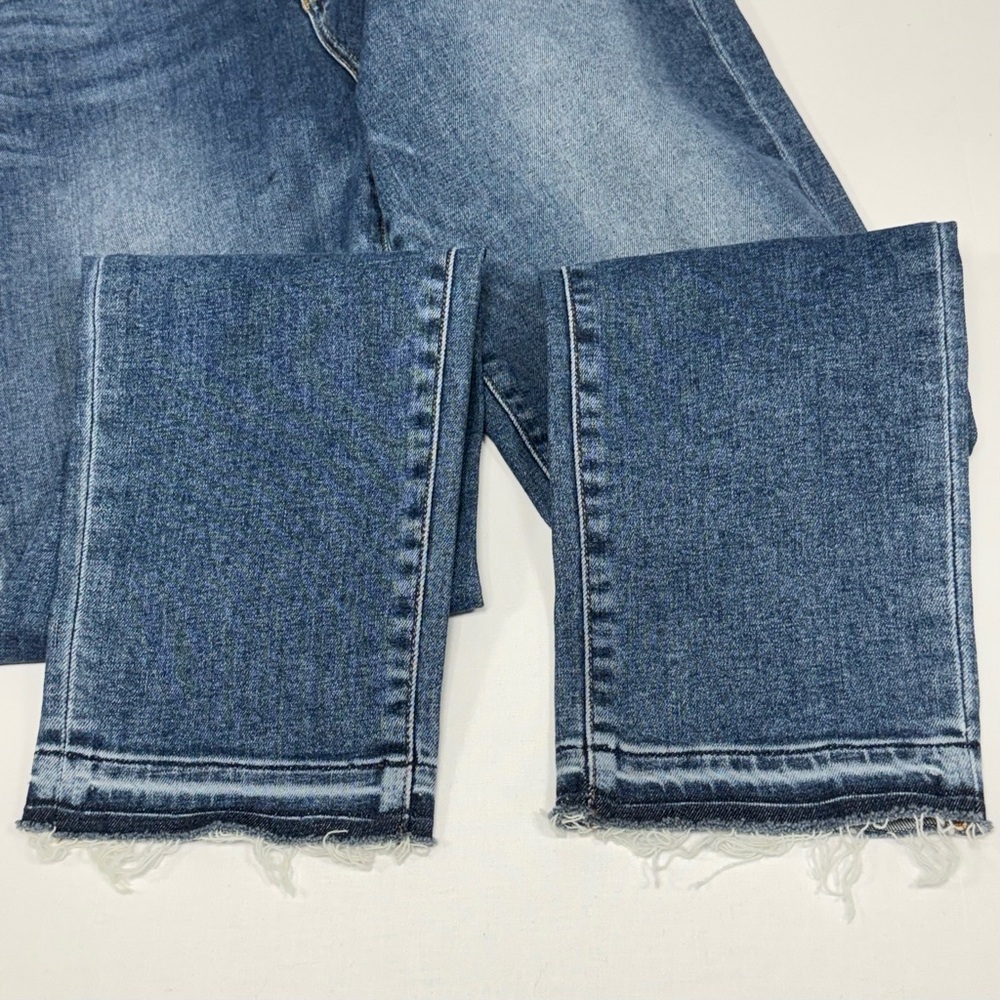 Skyline Ankle Peg PAIGE Blue Cotton Blend Raw Hem Slim Skinny Jeans 32 - Picture 12 of 12